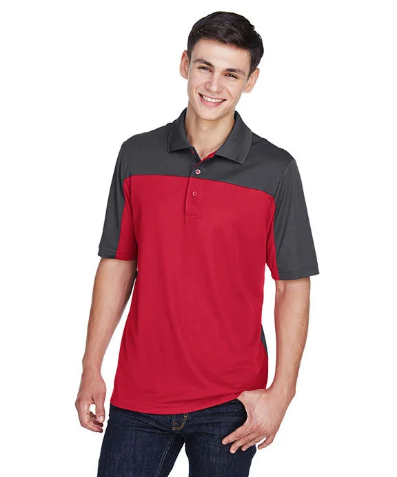 CE101 - Core 365 Mens Balance Colorblock Performance Piqué Polo Shirt | Classic Red/Carbon