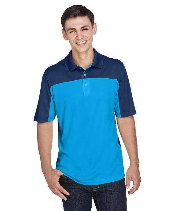 CE101 - Core 365 Mens Balance Colorblock Performance Piqué Polo Shirt | Electric Blue/Classic Navy