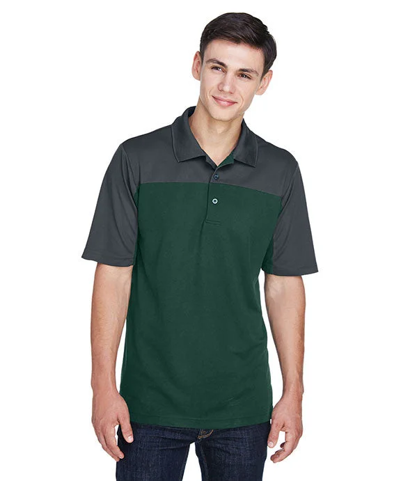 CE101 - Core 365 Mens Balance Colorblock Performance Piqué Polo Shirt | Forest/Carbon