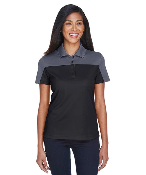 CE101W - Core 365 Ladies Balance Colorblock Performance Piqué Polo Shirt | Black/Carbon