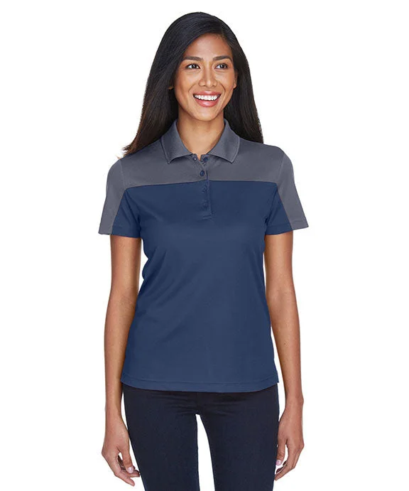 CE101W - Core 365 Ladies Balance Colorblock Performance Piqué Polo Shirt | Classic Navy/Carbon