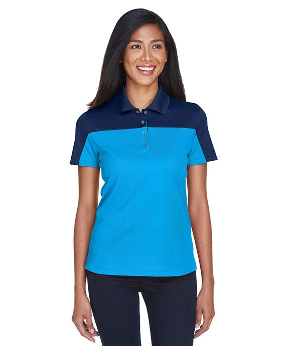 CE101W - Core 365 Ladies Balance Colorblock Performance Piqué Polo Shirt | Electric Blue/Classic Navy