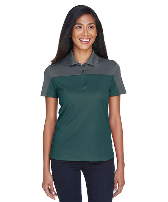 CE101W - Core 365 Ladies Balance Colorblock Performance Piqué Polo Shirt | Forest/Carbon