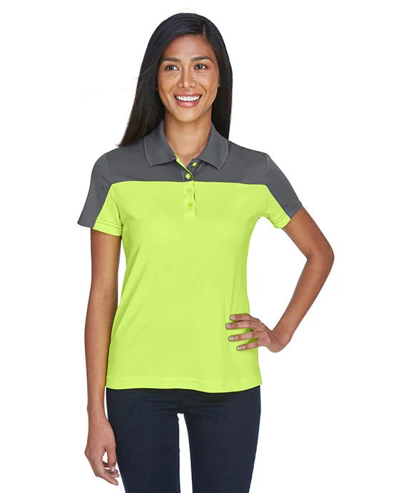 CE101W - Core 365 Ladies Balance Colorblock Performance Piqué Polo Shirt | Safety Yellow/Carbon