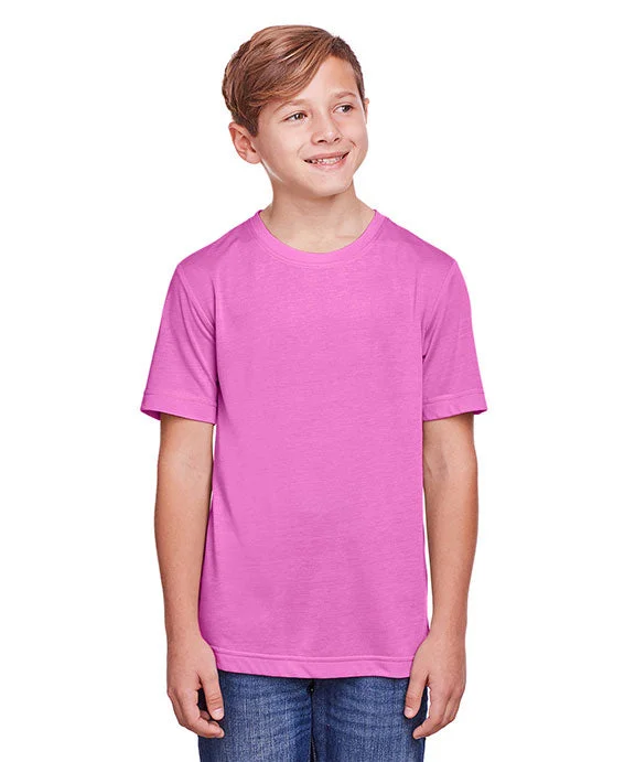 CE111Y - Core 365 Youth Fusion ChromaSoft Performance T-Shirt | Charity Pink