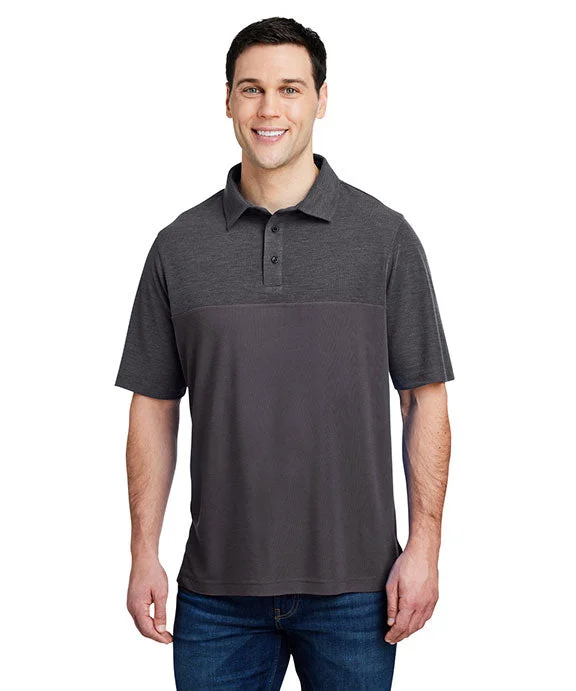 CE112C - Core 365 Mens Fusion ChromaSoft Colorblock Polo Shirt | Carbon/Carbon Heather