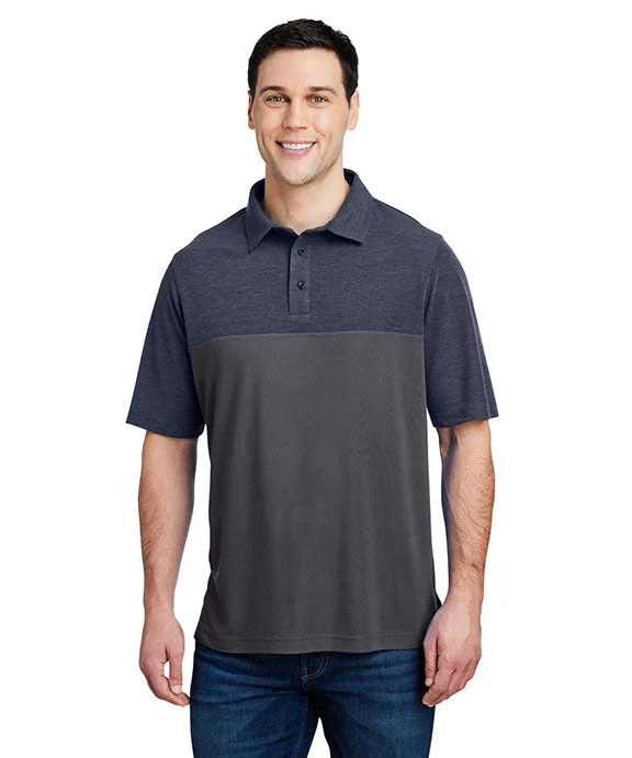 CE112C - Core 365 Mens Fusion ChromaSoft Colorblock Polo Shirt | Carbon/Classic Navy Heather