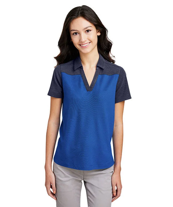 CE112CW - Core 365 Ladies Fusion ChromaSoft Colorblock Polo Shirt | True Royal/Classic Navy Heather