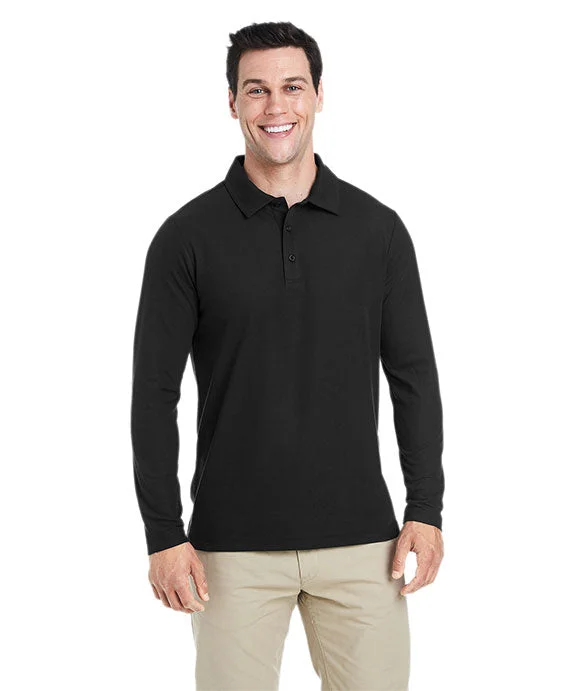 CE112L - Core 365 Mens Fusion ChromaSoft™ Long-Sleeve Pique Polo Shirt | Black