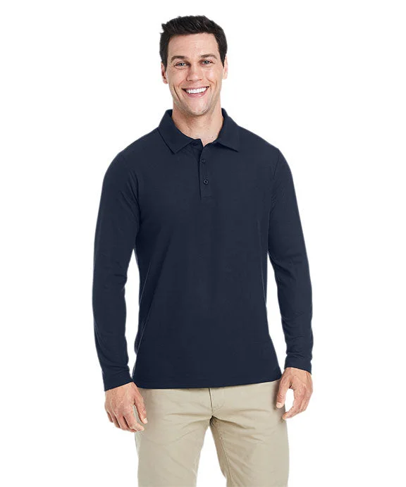 CE112L - Core 365 Mens Fusion ChromaSoft™ Long-Sleeve Pique Polo Shirt | Classic Navy