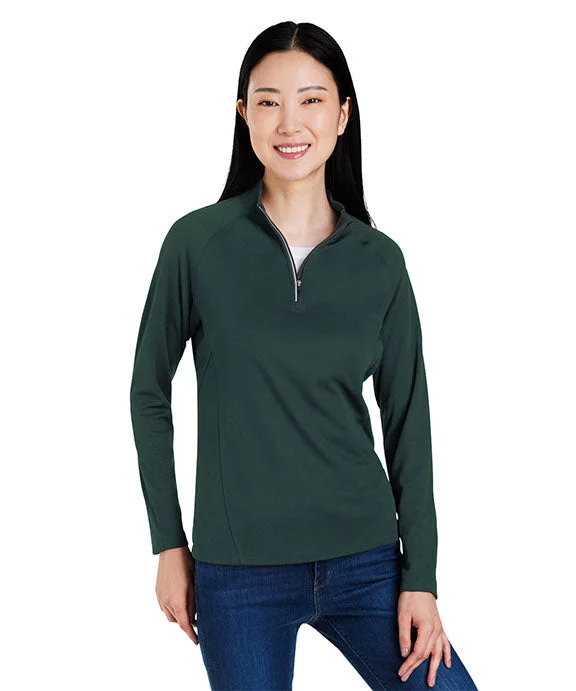 CE418W - Core 365 Ladies Origin Performance Pique Quarter-Zip | Forest/Carbon