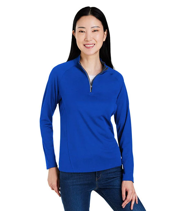 CE418W - Core 365 Ladies Origin Performance Pique Quarter-Zip | True Royal/Carbon