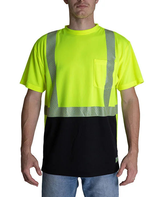 HVK017 - Berne Unisex Hi-Vis Class 2 Color Blocked Pocket T-Shirt | Hi Vis Yellow