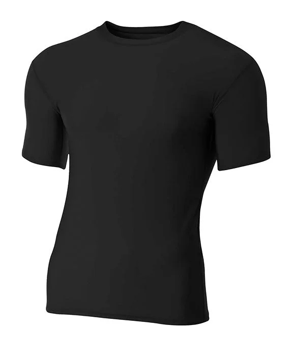 N3130 - A4 Adult Polyester Spandex Short Sleeve Compression T-Shirt | Black