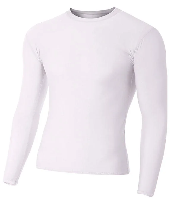 N3133 - A4 Adult Polyester Spandex Long Sleeve Compression T-Shirt | White