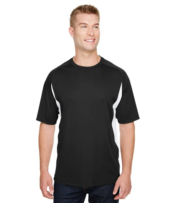 N3181 - A4 Mens Cooling Performance Color Blocked T-Shirt | Black/White