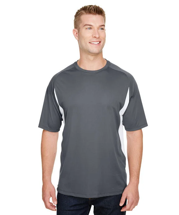 N3181 - A4 Mens Cooling Performance Color Blocked T-Shirt | Graphite/White