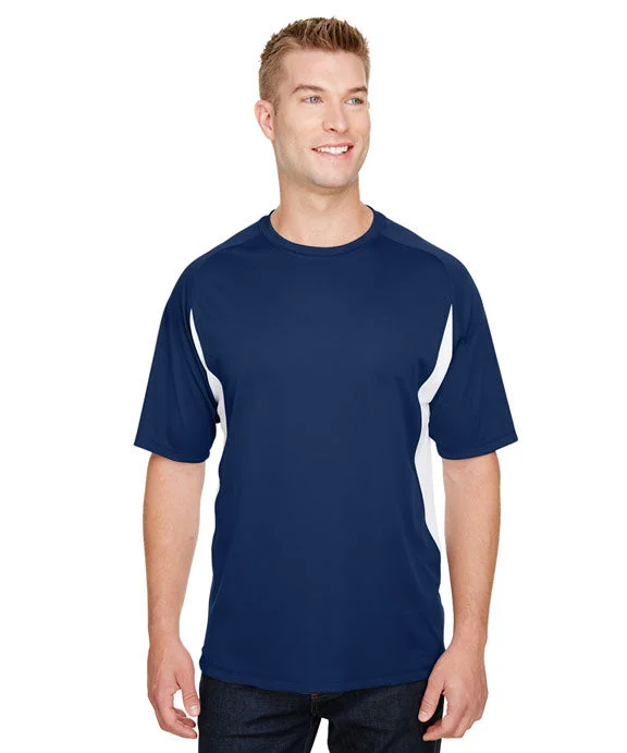 N3181 - A4 Mens Cooling Performance Color Blocked T-Shirt | Navy/White