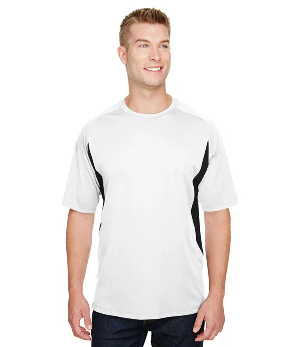 N3181 - A4 Mens Cooling Performance Color Blocked T-Shirt | White/Black