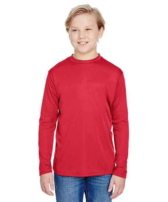 NB3165 - A4 Youth Long Sleeve Cooling Performance Crew T-Shirt | Scarlet