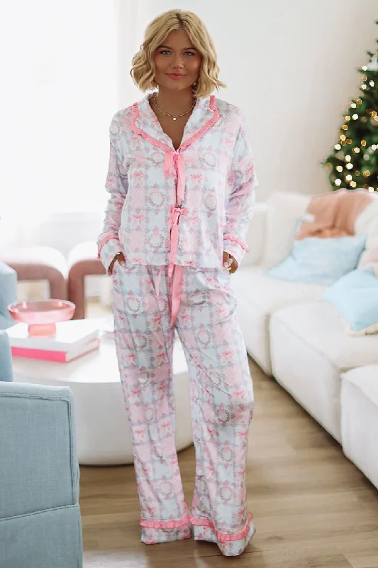 Fancy Me Pant and Top Pajama Set - Pink and Blue