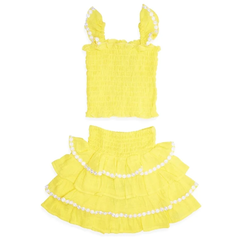 SMOCKED DAISY TOP AND RUFFLE DAISY SKIRT SET