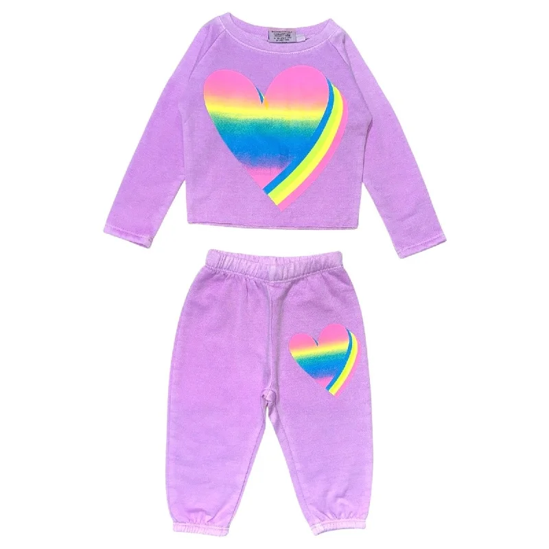 NEON HEART SWEATSHIRT AND SWEATPANTS SET