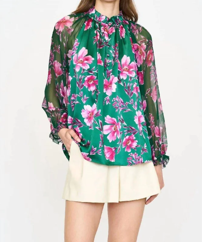 Karla Blouse In Pink Poinsettia