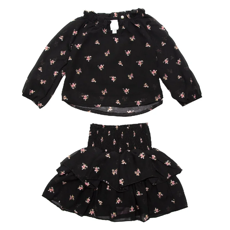 FLORAL BLOUSE AND RUFFLE SKIRT SET