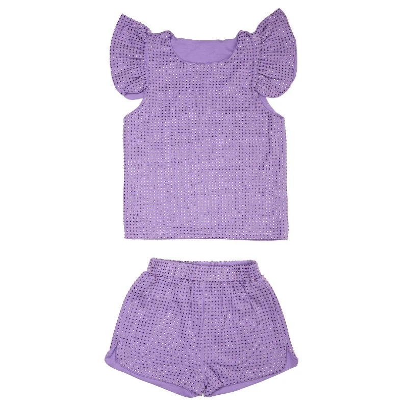 LEXI CRYSTAL RUFFLE TOP AND SHORTS SET