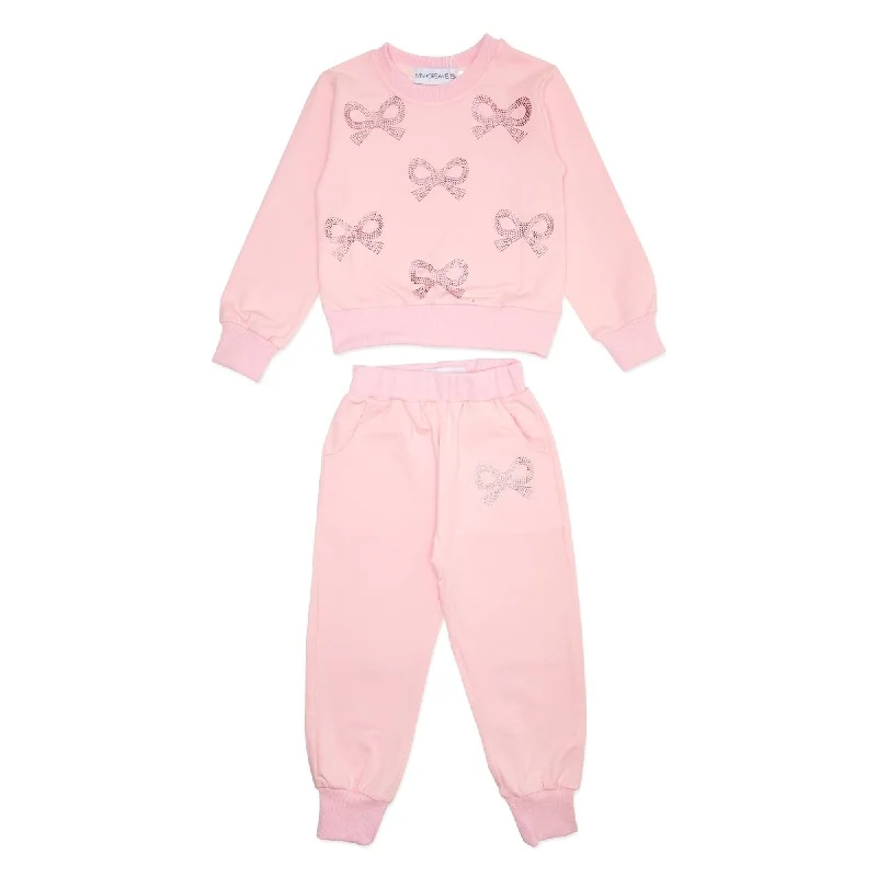 SCARLETT CRYSTAL BOW SWEATSHIRT AND SWEATPANTS SET