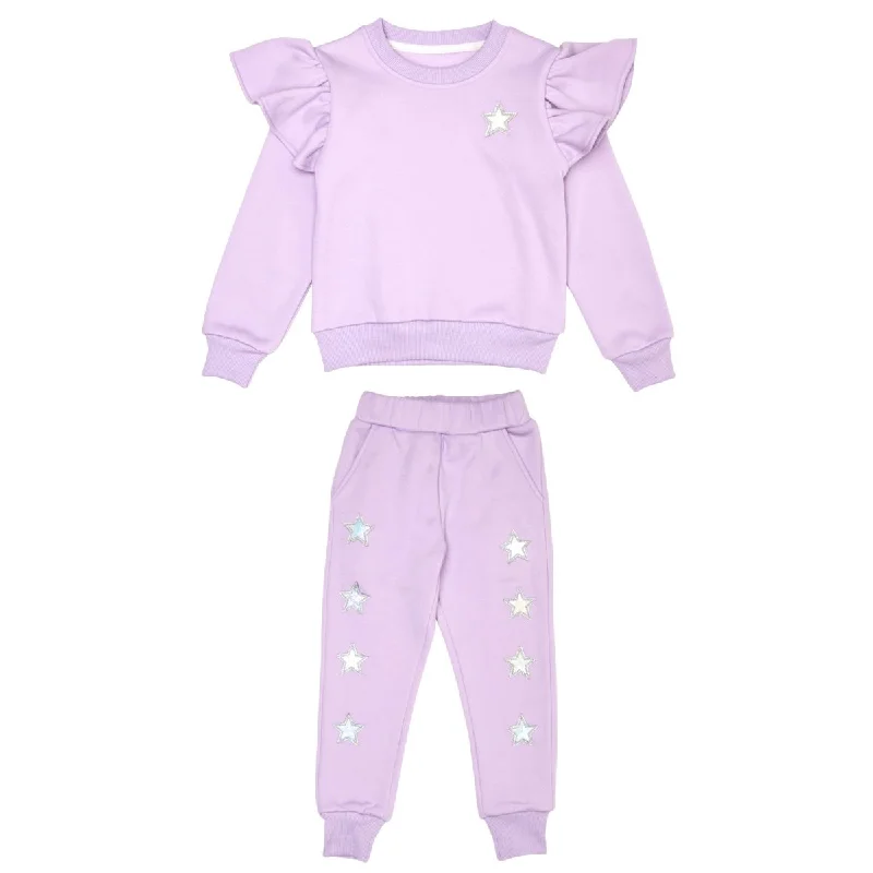 STELLAR STARS RUFFLE SWEATSHIRT AND SWEATPANTS SET