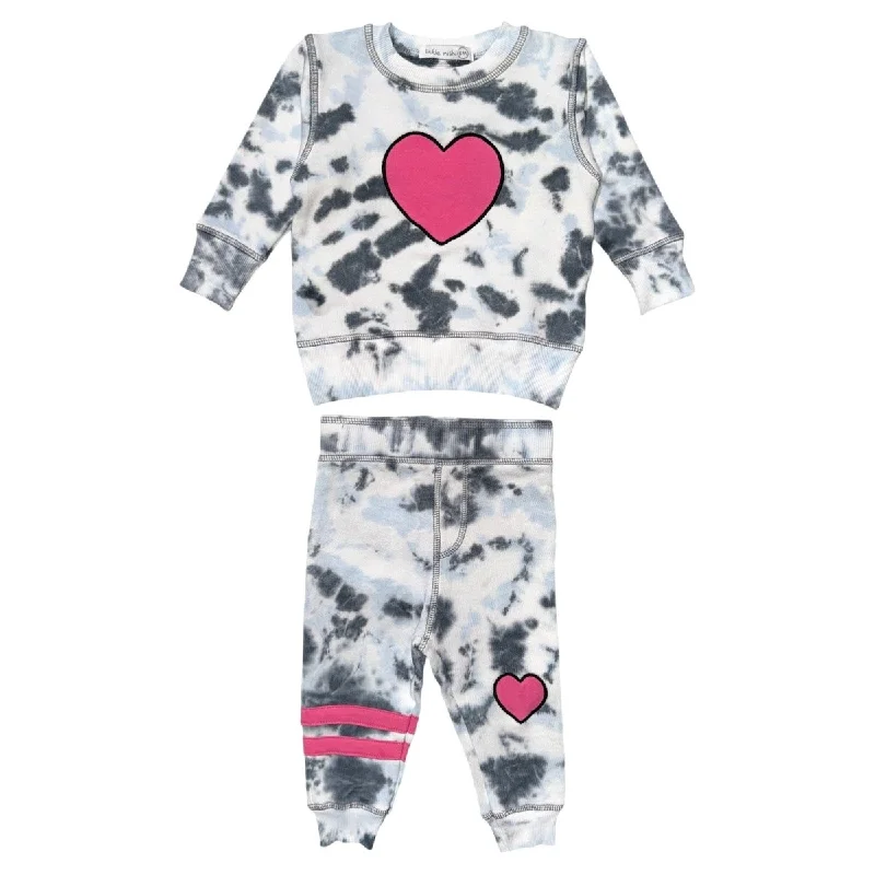 HEARTS TIE DYE SWEATSHIRT AND SWEATPANTS SET