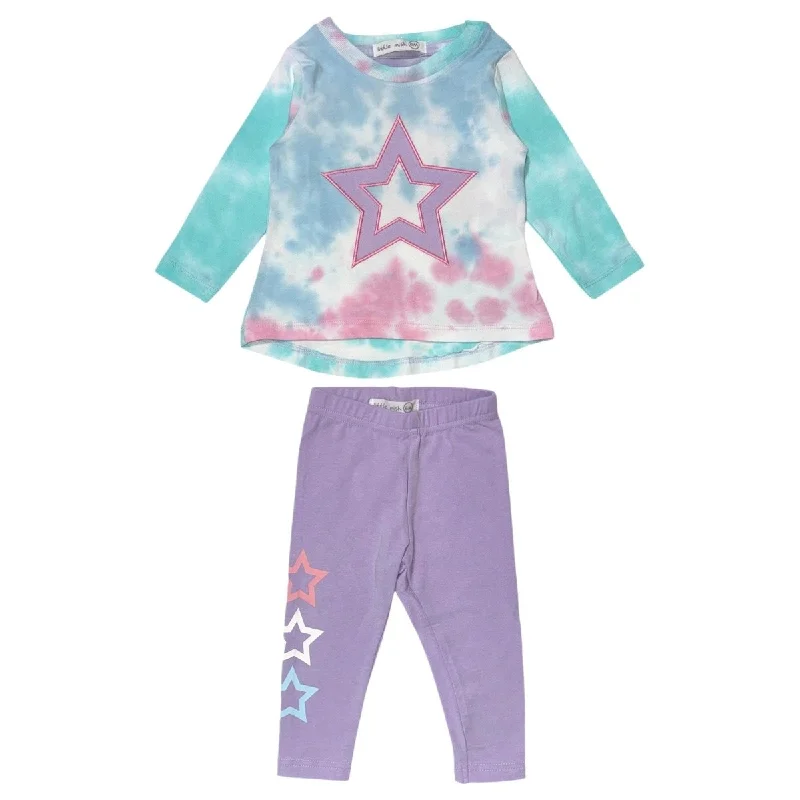 STAR TIE DYE LONG SLEEVE TSHIRT AND LEGGINGS SET