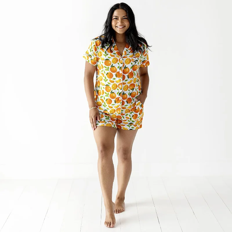 Orange You Sweet Women's Collar Shirt & Shorts Set- FINAL SALE