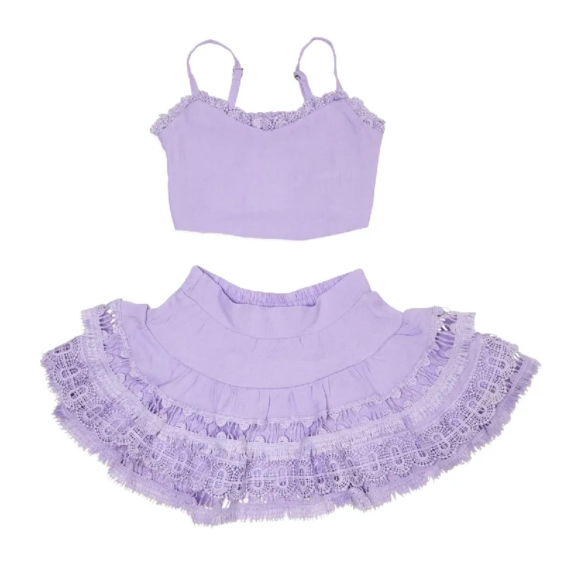 ADINA TOP AND LACE SKIRT SET