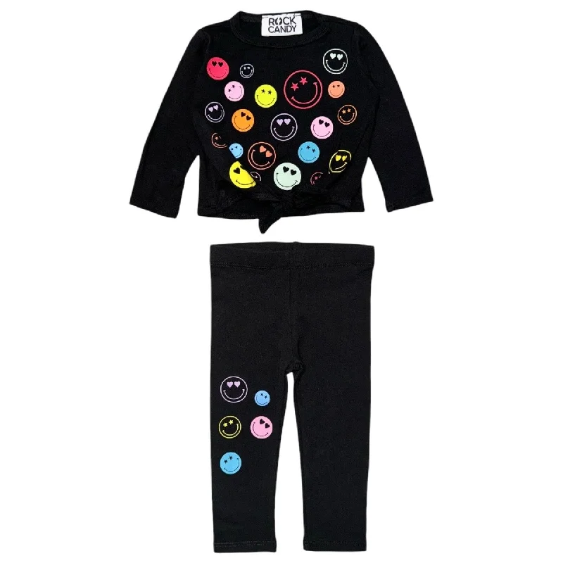 RAINBOW SMILEY LONG SLEEVE TIE TSHIRT & LEGGINGS SET