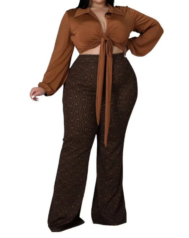 Top And Pant Set In Brown Multi