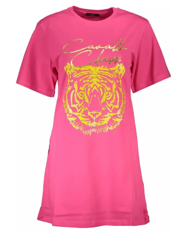 Cavalli Class Women's Pink Cotton Tops & T-Shirt - XL