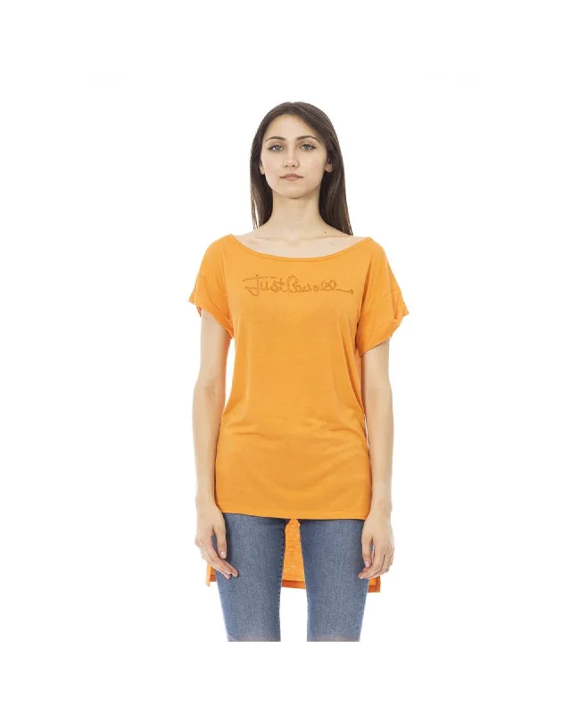 Just Cavalli Women's Orange Cotton Tops & T-Shirt - L