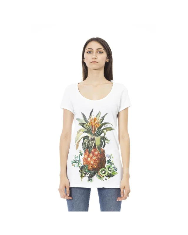 Just Cavalli Women's White Cotton Tops & T-Shirt - L