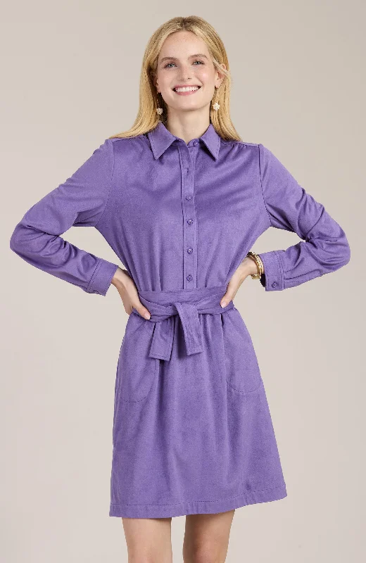 Ziva Faux Suede Shirtdress - Light Violet