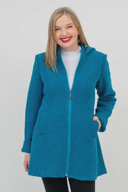 Blue Sky | Pender Coat, Teal, Boiled Wool