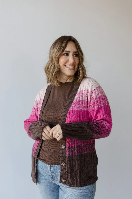 CLASSIC CARDIGAN WITH COLOR FADE IN PINK