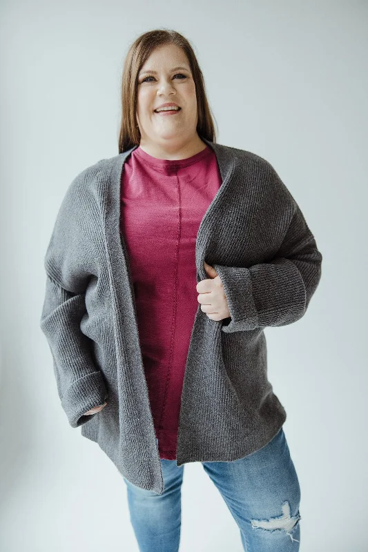 KNIT CARDIGAN WITH ROLLED SLEEVES