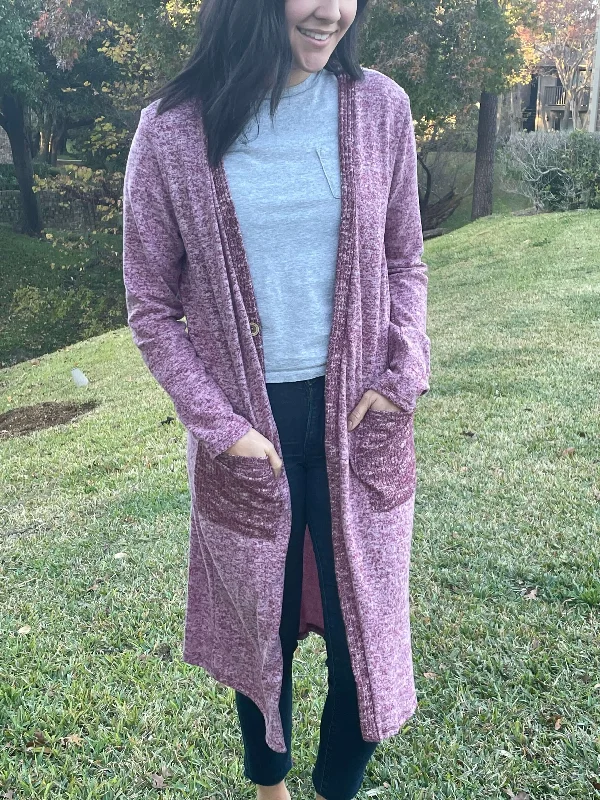 plum cardigan