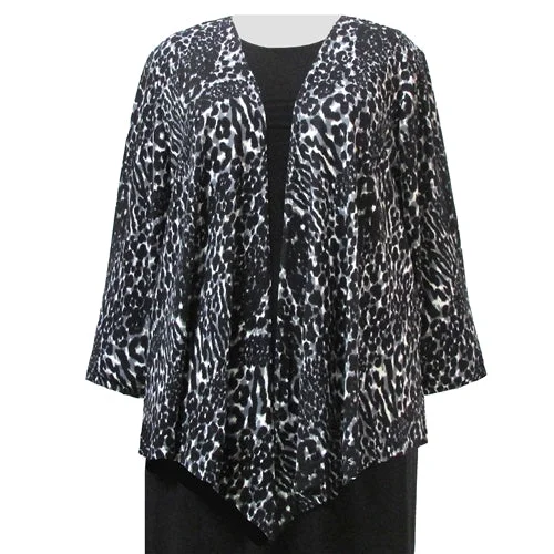 Grey Leopard Drape Cardigan Sweater Women's Plus Size Cardigan