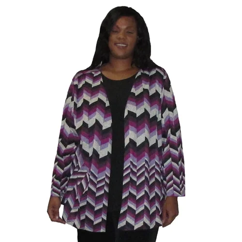 Purple Chevron Cardigan Sweater Women's Plus Size Cardigan