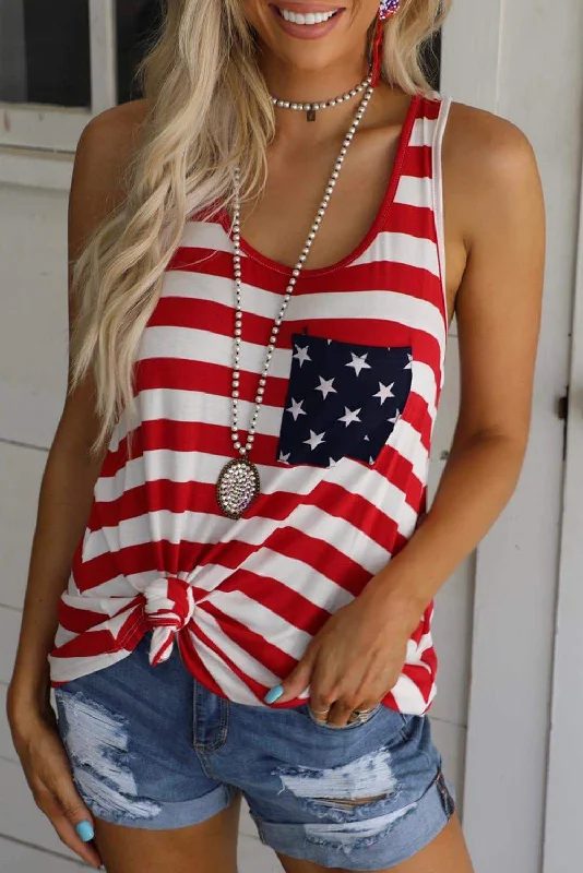 Racerback Red and White Stripes Tank