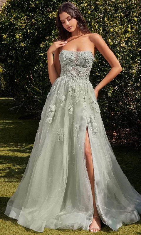 Andrea and Leo A1346 - Strapless Appliqued Evening Dress